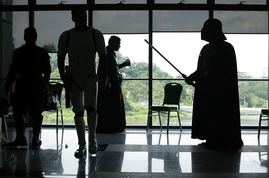 SHAH ALAM , 4/5/2014. A persons dress as Star Wars characters in changing room before the Star Wars Day, May fourth with members of the 501 st Legion launch at Raja Tun Uda libary Shah Alam. AWANI / SHAHIR OMAR