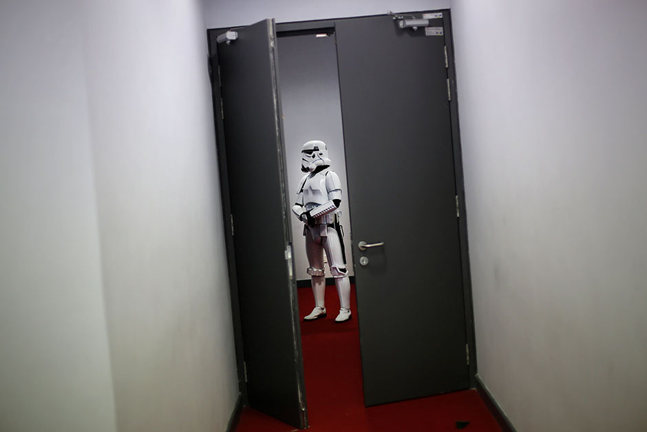 SHAH ALAM , 4/5/2014. A person dress as Storm Troopers in  Star Wars characters during Star Wars Day, May fourth with members of the 501 st Legion at Raja Tun Uda libary Shah Alam. AWANI / SHAHIR OMAR